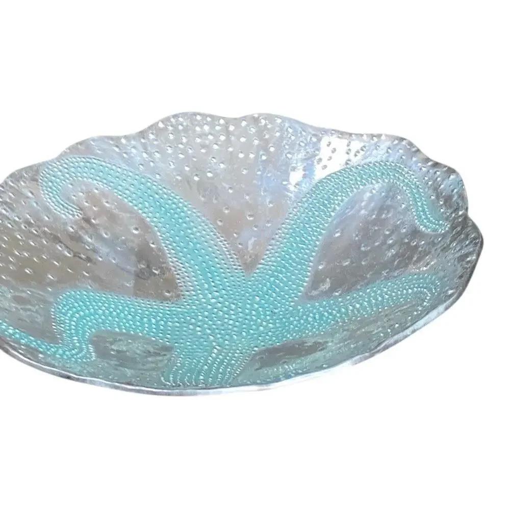 Mariposa Seaside Aqua Oceanus Octopus Aluminum Bowl 8 Coastal Beach Decor